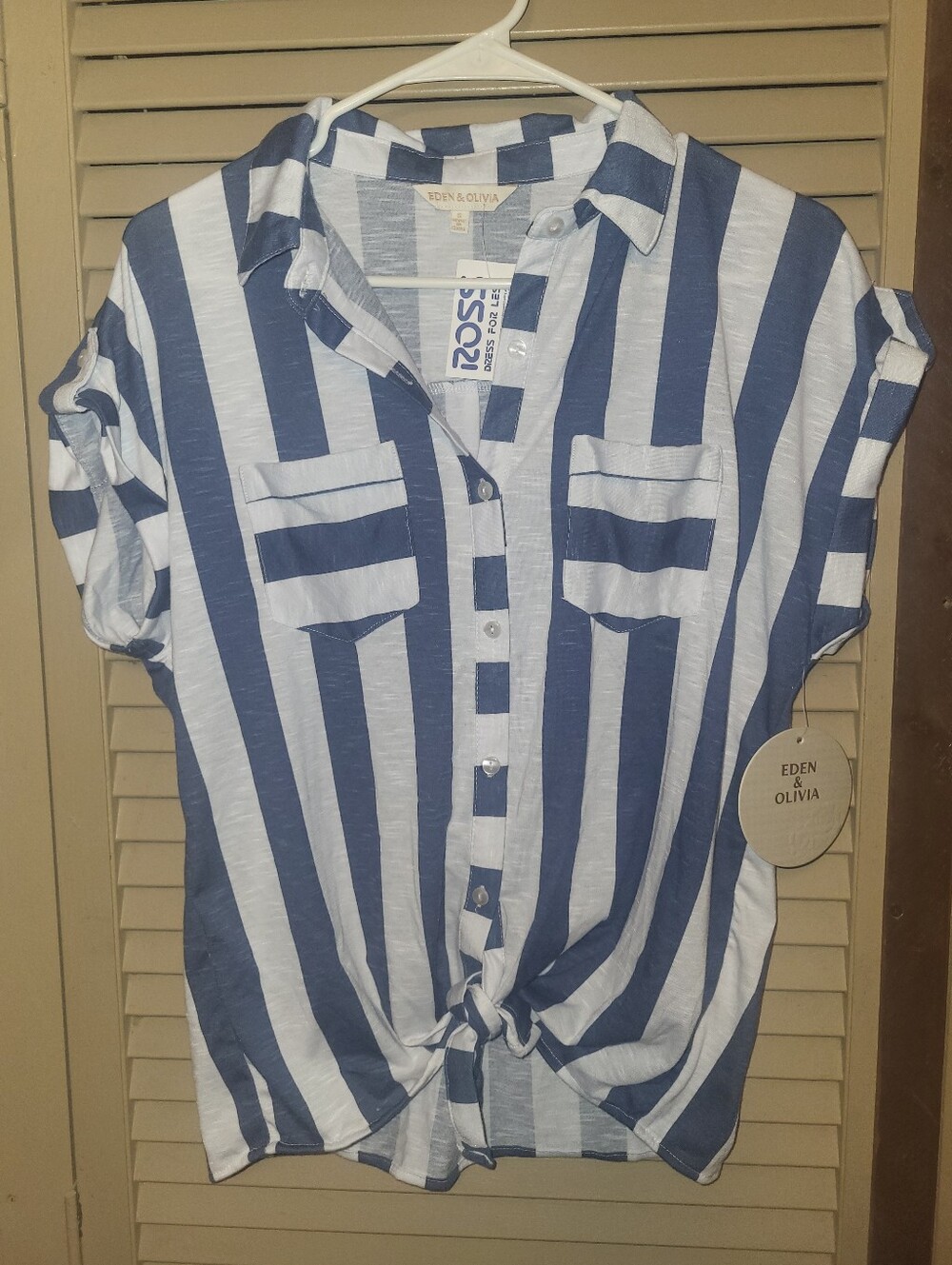 NWT Eden & Olivia Striped Tie-Front Button Down Blouse Top - Women’s Size Small